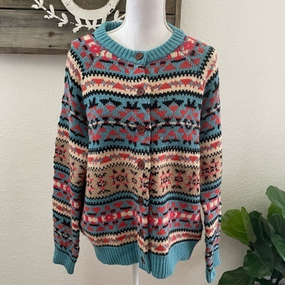 Sundance‎ cardigan sweater heavy knit cotton wool blend L